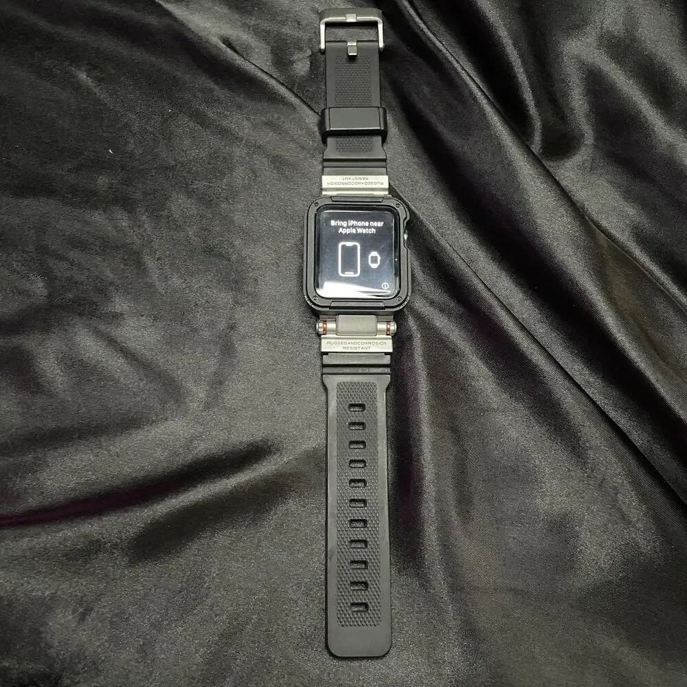 Apple Watch Series 3 42mm Stainless Steel Black Band & Case GPS Cellular - Good
